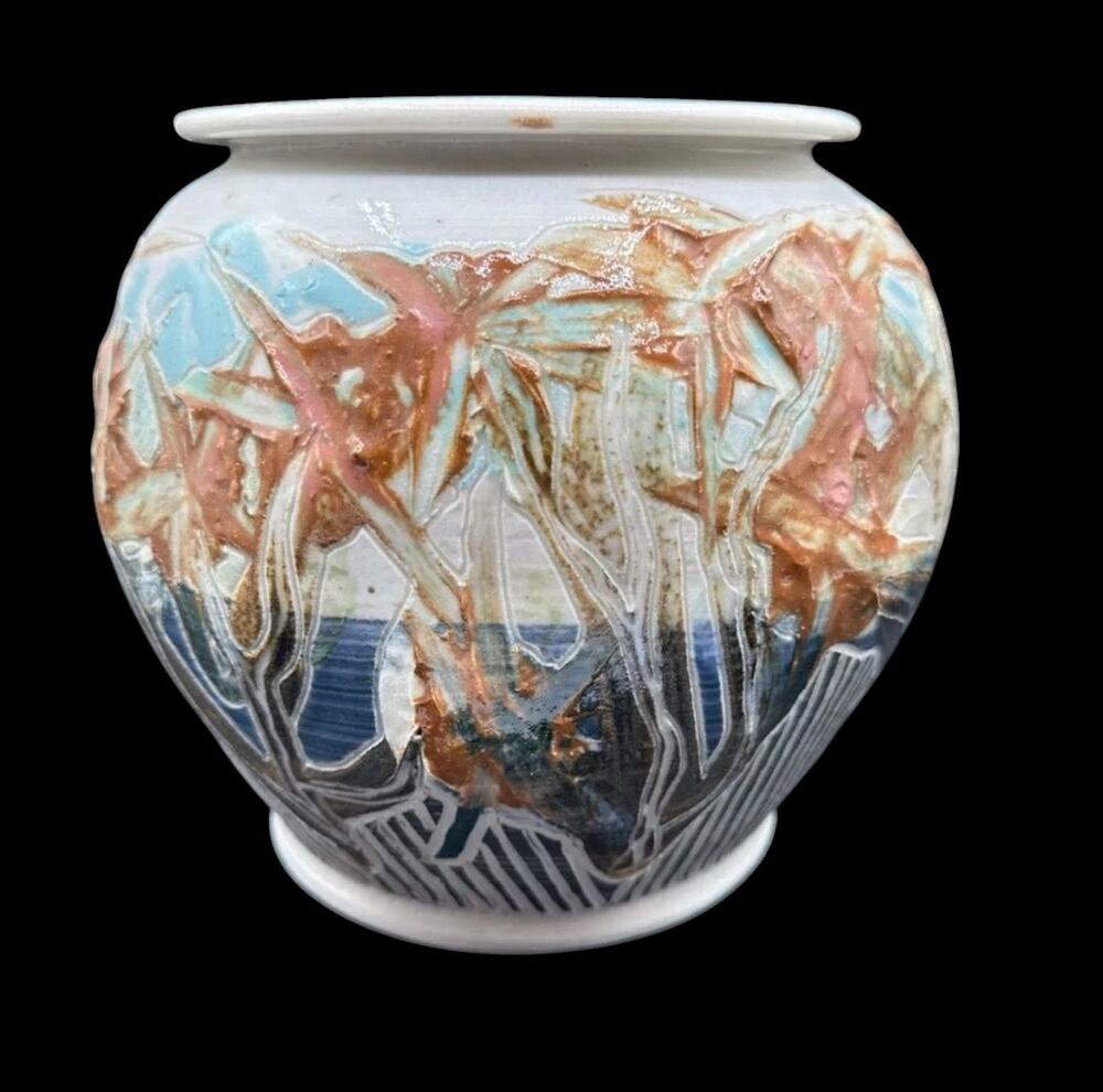 VTG Richard Rowe Studio Pottery Ceramic Vase Artist Signed 7.5